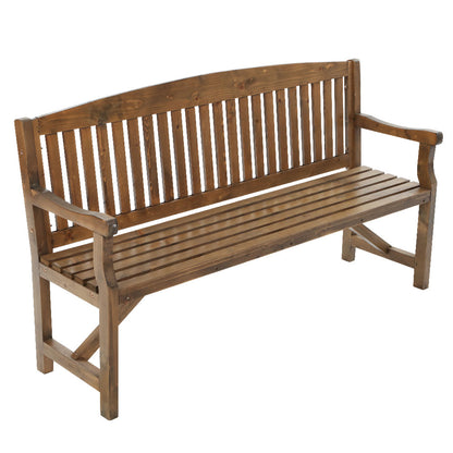 Gardeon 5FT Outdoor Garden Bench Wooden 3 Seat Chair Patio Furniture Natural-Outdoor Benches-PEROZ Accessories