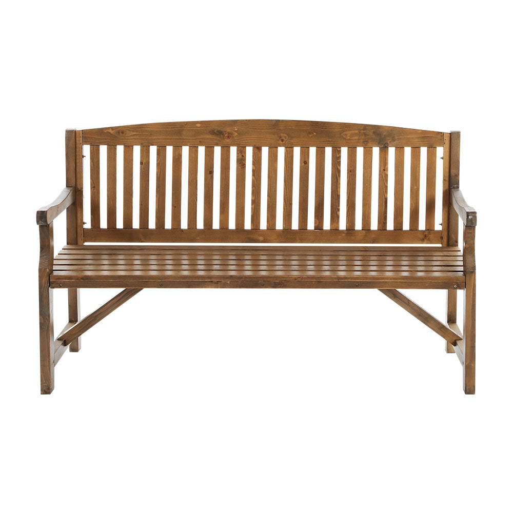 Gardeon 5FT Outdoor Garden Bench Wooden 3 Seat Chair Patio Furniture Natural-Outdoor Benches-PEROZ Accessories