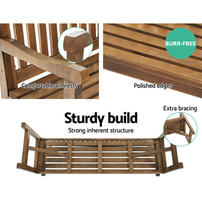 Gardeon 5FT Outdoor Garden Bench Wooden 3 Seat Chair Patio Furniture Natural-Outdoor Benches-PEROZ Accessories