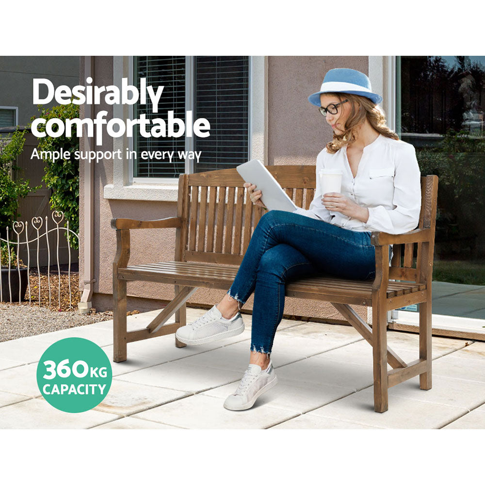 Gardeon 5FT Outdoor Garden Bench Wooden 3 Seat Chair Patio Furniture Natural-Outdoor Benches-PEROZ Accessories