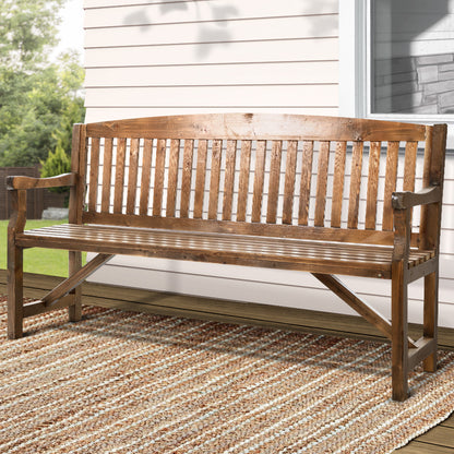 Gardeon 5FT Outdoor Garden Bench Wooden 3 Seat Chair Patio Furniture Natural-Outdoor Benches-PEROZ Accessories