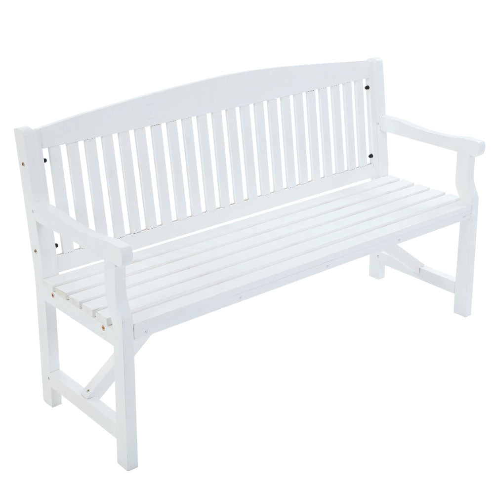 Gardeon 5FT Outdoor Garden Bench Wooden 3 Seat Chair Patio Furniture White-Outdoor Benches-PEROZ Accessories