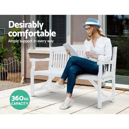 Gardeon 5FT Outdoor Garden Bench Wooden 3 Seat Chair Patio Furniture White-Outdoor Benches-PEROZ Accessories