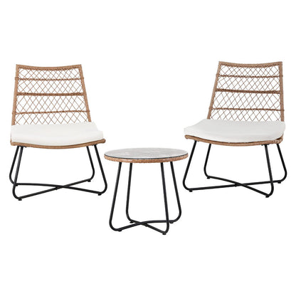Gardeon 3PC Outdoor Setting Wicker Bistro Set Table Chairs Patio Furniture Brown-Furniture &gt; Outdoor &gt; Outdoor Benches-PEROZ Accessories