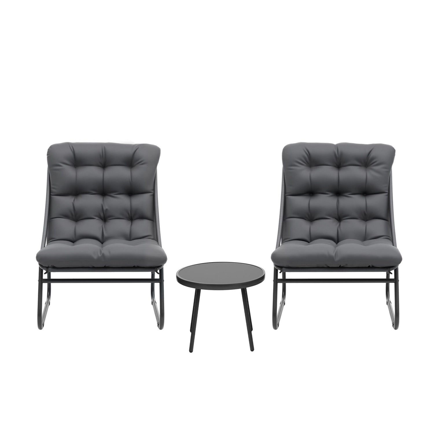Gardeon 3PC Outdoor Bistro Set Patio Furniture Table and Chairs Steel Dining Chair-Furniture > Outdoor > Outdoor Dining Sets-PEROZ Accessories