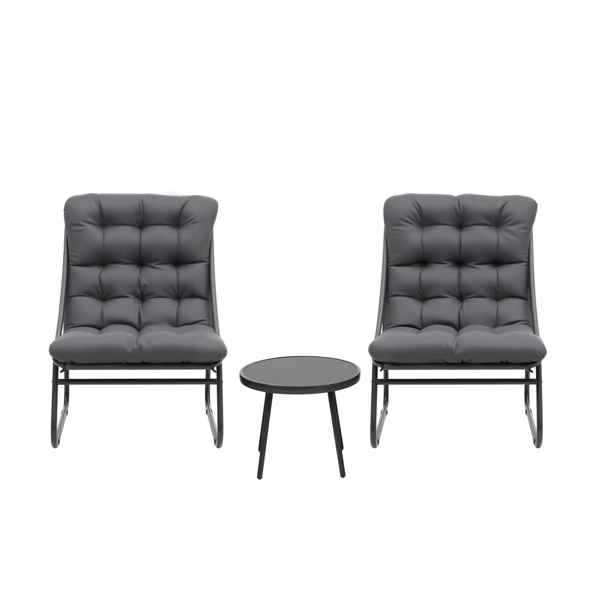 Gardeon 3PC Outdoor Bistro Set Patio Furniture Table and Chairs Steel Dining Chair-Furniture > Outdoor > Outdoor Dining Sets-PEROZ Accessories