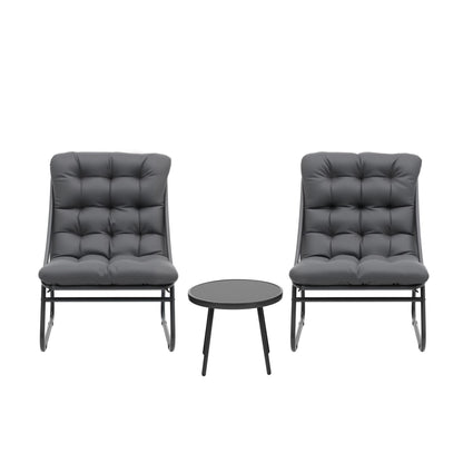 Gardeon 3PC Outdoor Bistro Set Patio Furniture Table and Chairs Steel Dining Chair-Furniture > Outdoor > Outdoor Dining Sets-PEROZ Accessories