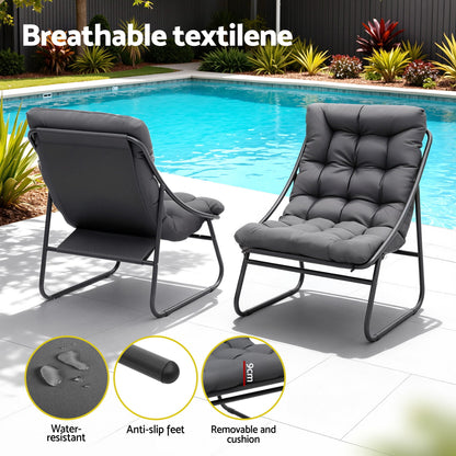 Gardeon 3PC Outdoor Bistro Set Patio Furniture Table and Chairs Steel Dining Chair-Furniture > Outdoor > Outdoor Dining Sets-PEROZ Accessories