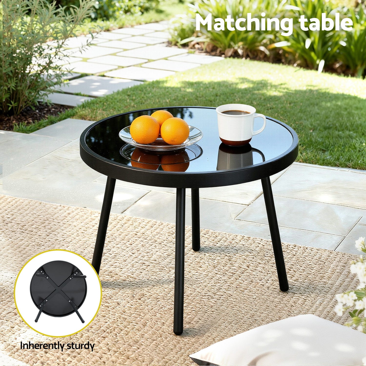 Gardeon 3PC Outdoor Bistro Set Patio Furniture Table and Chairs Steel Dining Chair-Furniture > Outdoor > Outdoor Dining Sets-PEROZ Accessories