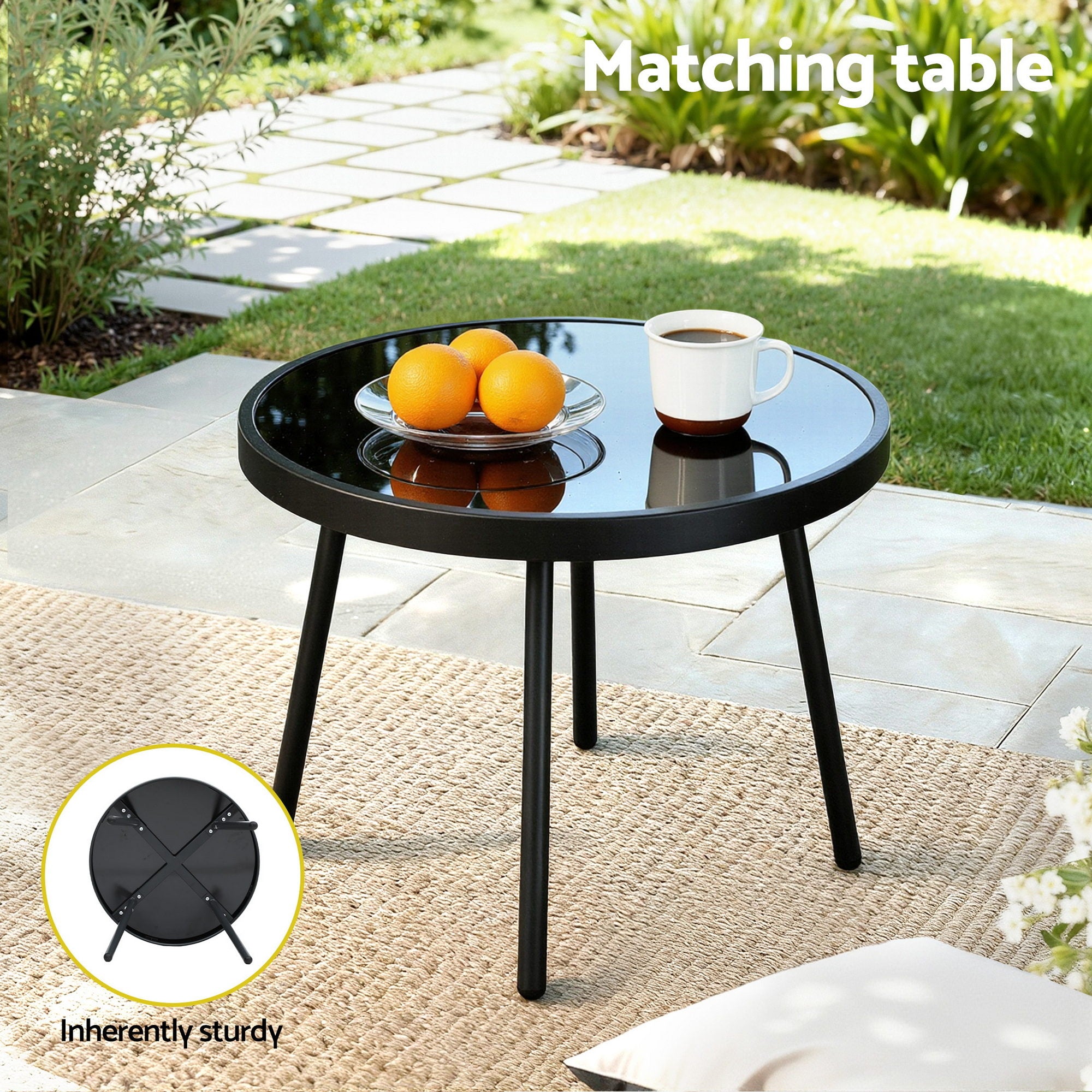 Gardeon 3PC Outdoor Bistro Set Patio Furniture Table and Chairs Steel Dining Chair-Furniture > Outdoor > Outdoor Dining Sets-PEROZ Accessories