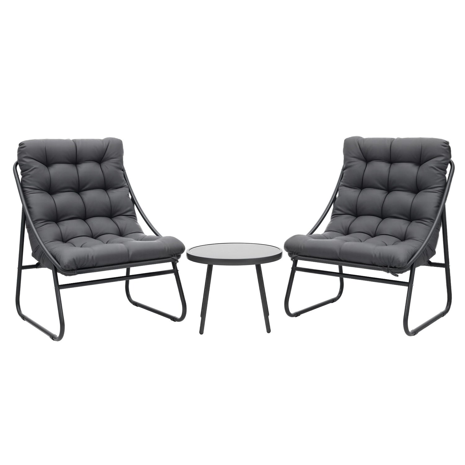 Gardeon 3PC Outdoor Bistro Set Patio Furniture Table and Chairs Steel Dining Chair-Furniture > Outdoor > Outdoor Dining Sets-PEROZ Accessories