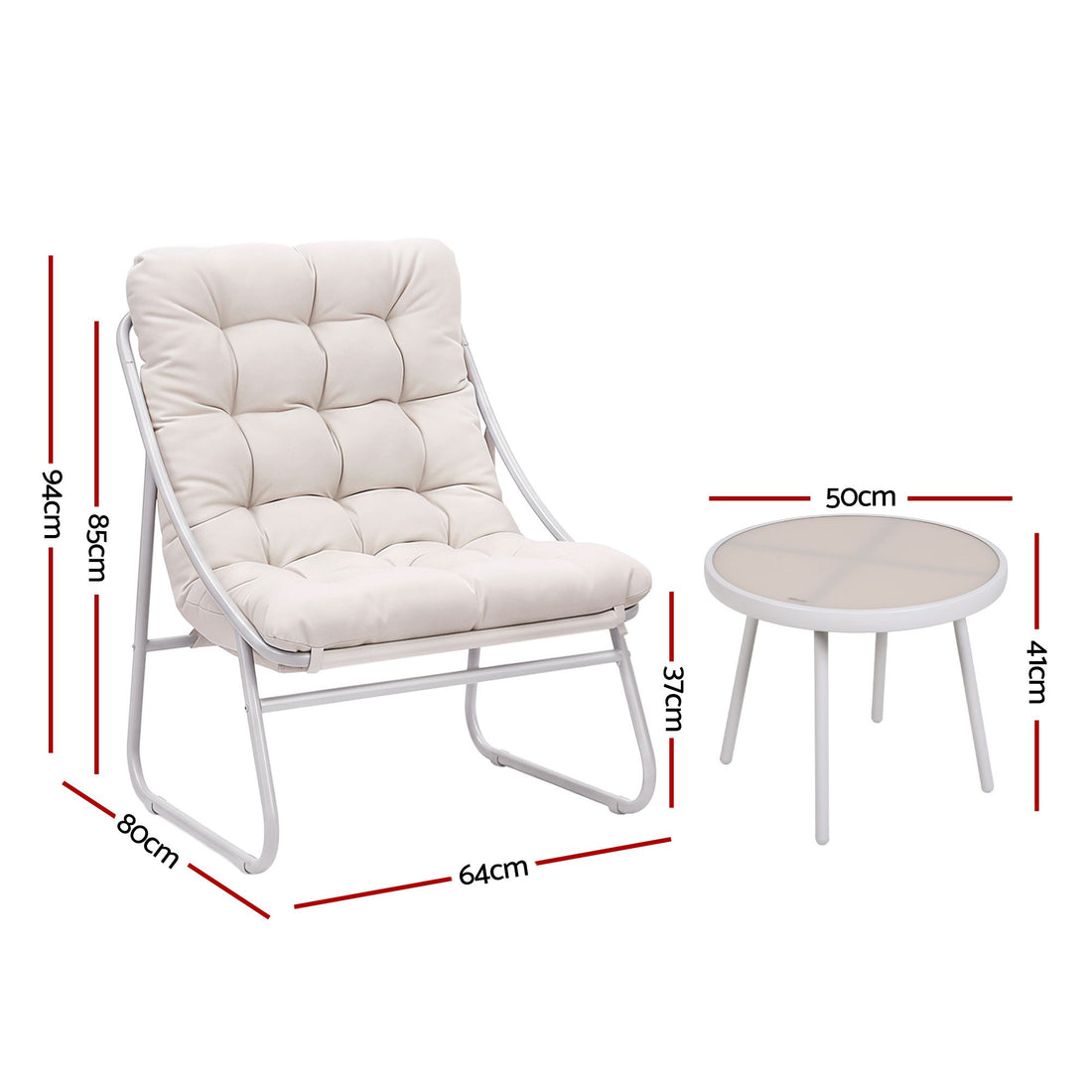 Gardeon 3PC Outdoor Bistro Set Patio Furniture Table and Chairs Steel Dining Chair Khaki-Furniture > Outdoor > Outdoor Dining Sets-PEROZ Accessories