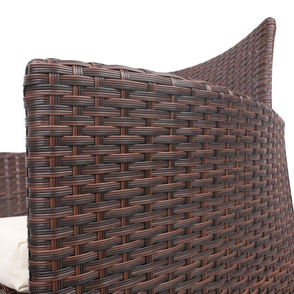 Gardeon 3PC Outdoor Bistro Set Patio Furniture Wicker Setting Chairs Table Cushion Brown-Outdoor Bistro Sets-PEROZ Accessories