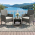 Gardeon 3PC Outdoor Bistro Set Patio Furniture Wicker Setting Chairs Table Cushion Grey-Outdoor Bistro Sets-PEROZ Accessories