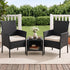 Gardeon 3PC Outdoor Bistro Set Patio Furniture Wicker Chairs Table Cushion All Black-Outdoor Bistro Sets-PEROZ Accessories