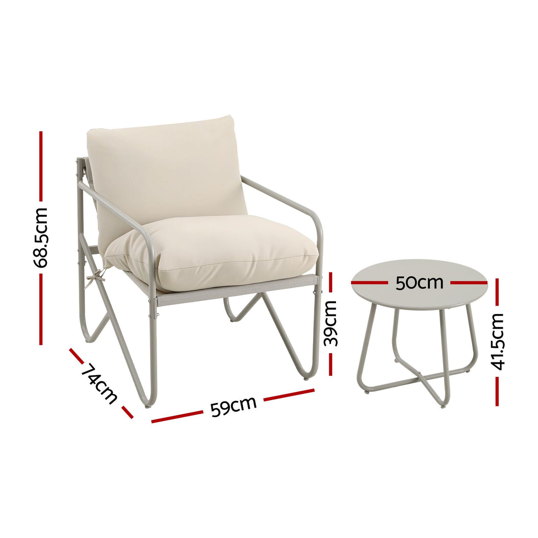 Gardeon Outdoor Bistro Set 3 Piece Patio Furniture Conversation Table and Chairs Khaki-Furniture > Outdoor > Outdoor Dining Sets-PEROZ Accessories