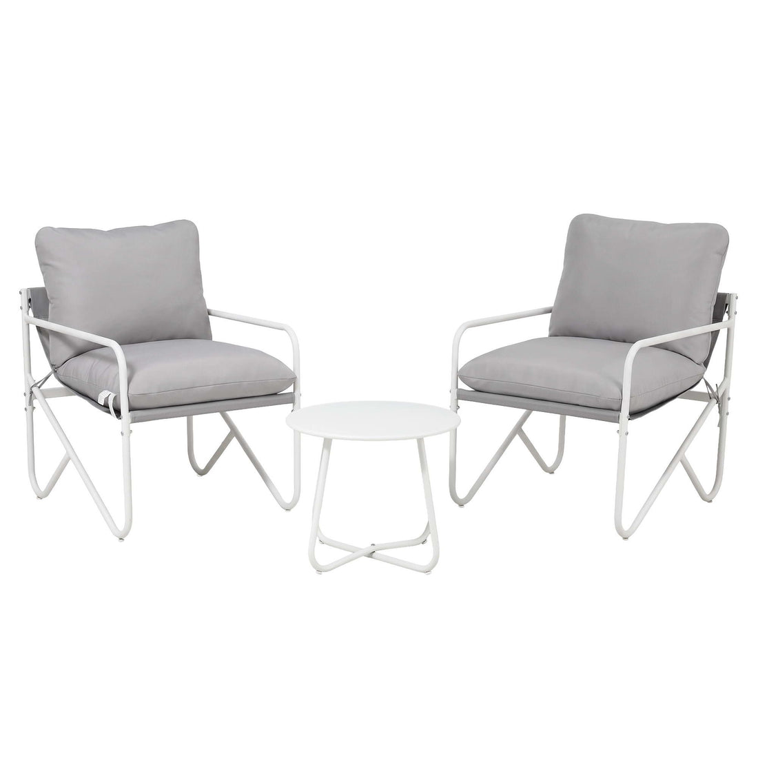 Gardeon Outdoor Bistro Set 3 Piece Patio Furniture Conversation Table and Chairs Grey-Furniture > Outdoor > Outdoor Dining Sets-PEROZ Accessories