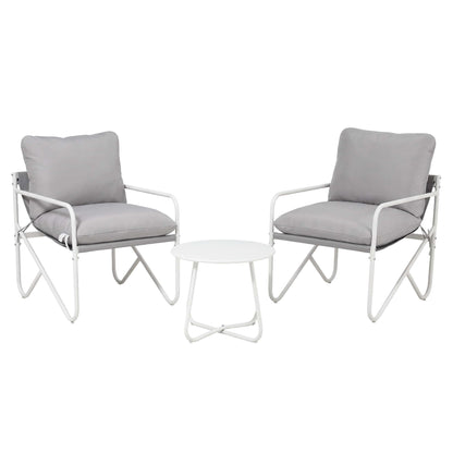 Gardeon Outdoor Bistro Set 3 Piece Patio Furniture Conversation Table and Chairs Grey