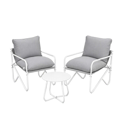 Gardeon Outdoor Bistro Set 3 Piece Patio Furniture Conversation Table and Chairs Grey