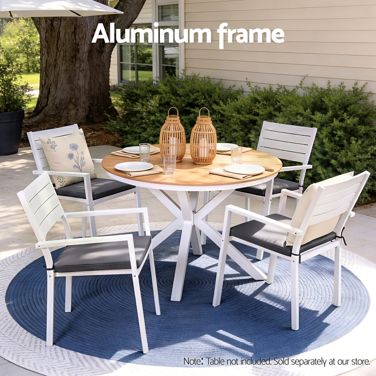 Gardeon 4PC Outdoor Dining Chairs Stackable Aluminum Lounge Chair Patio Furniture-Furniture > Outdoor > Outdoor Chairs-PEROZ Accessories