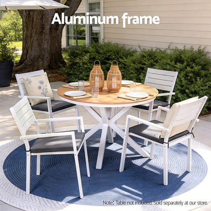 Gardeon 4PC Outdoor Dining Chairs Stackable Aluminum Lounge Chair Patio Furniture-Furniture > Outdoor > Outdoor Chairs-PEROZ Accessories