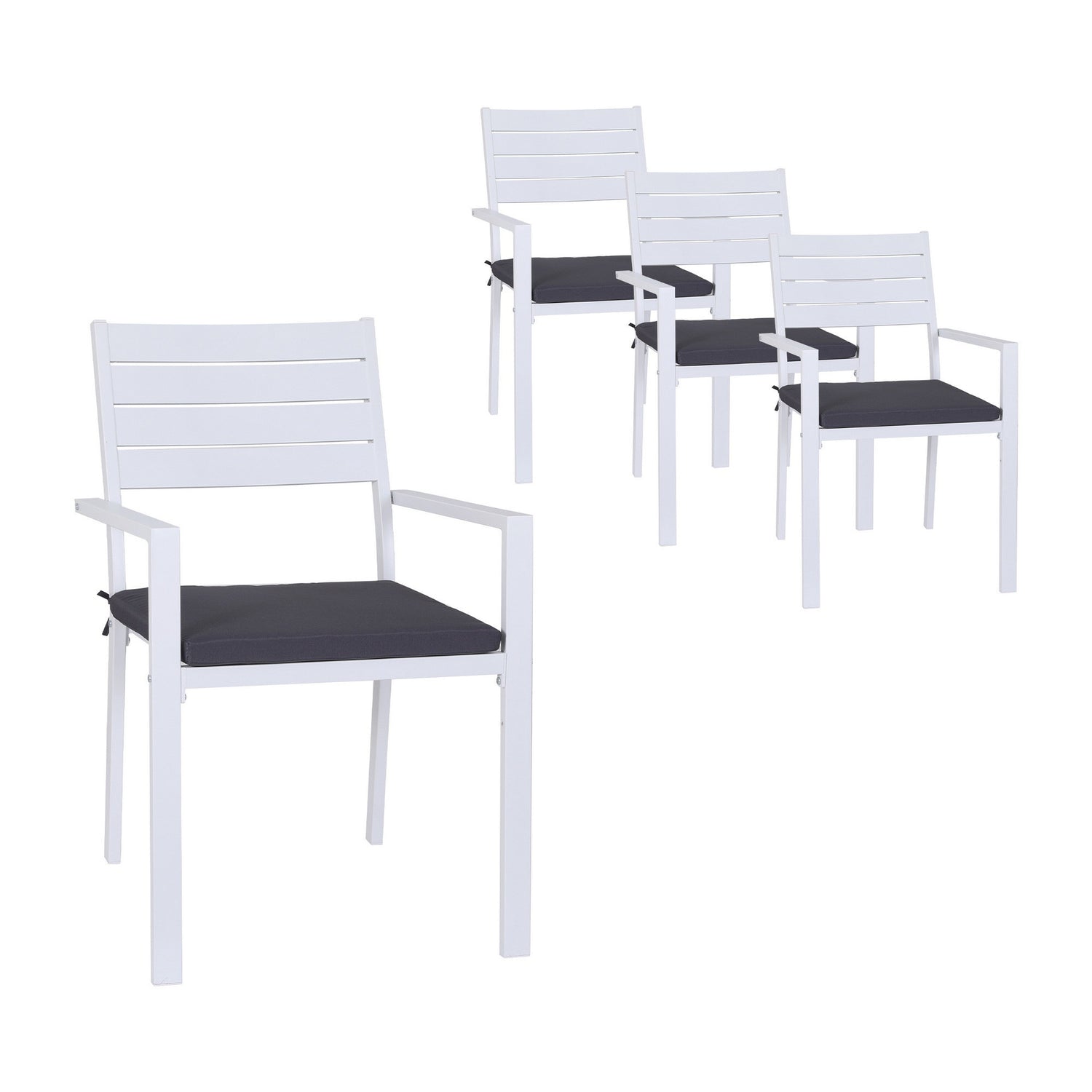 Gardeon 4PC Outdoor Dining Chairs Stackable Aluminum Lounge Chair Patio Furniture-Furniture > Outdoor > Outdoor Chairs-PEROZ Accessories