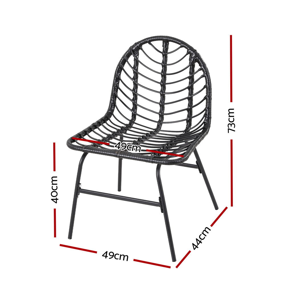 Gardeon 2x Outdoor Chairs Dining Chair Lounge Wicker Patio Furniture Black-Furniture &gt; Outdoor &gt; Outdoor Chairs-PEROZ Accessories