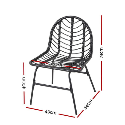 Gardeon 2x Outdoor Chairs Dining Chair Lounge Wicker Patio Furniture Black-Furniture &gt; Outdoor &gt; Outdoor Chairs-PEROZ Accessories
