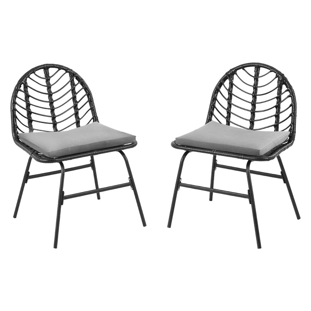 Gardeon 2x Outdoor Chairs Dining Chair Lounge Wicker Patio Furniture Black-Furniture &gt; Outdoor &gt; Outdoor Chairs-PEROZ Accessories