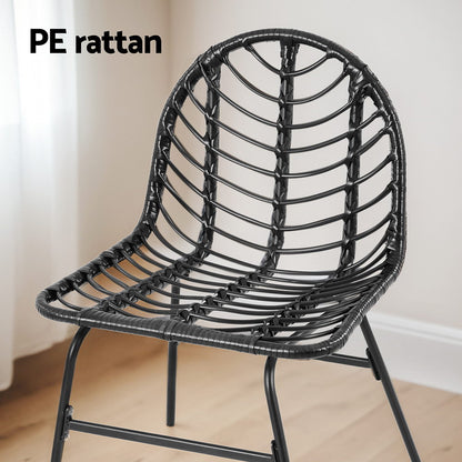 Gardeon 2x Outdoor Chairs Dining Chair Lounge Wicker Patio Furniture Black-Furniture &gt; Outdoor &gt; Outdoor Chairs-PEROZ Accessories