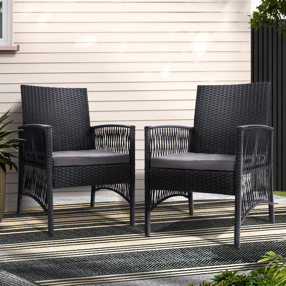 Gardeon 2PC Outdoor Dining Chairs Patio Furniture Wicker Lounge Chair Garden-Outdoor Chairs-PEROZ Accessories