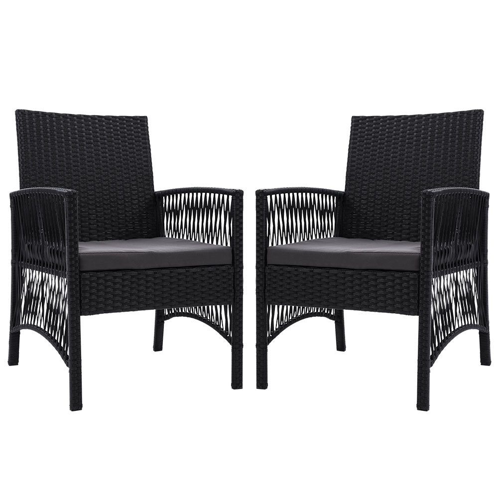 Gardeon 2PC Outdoor Dining Chairs Patio Furniture Wicker Lounge Chair Garden-Outdoor Chairs-PEROZ Accessories