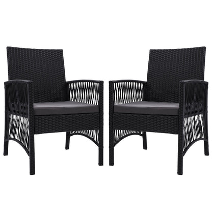 Gardeon 2PC Outdoor Dining Chairs Patio Furniture Wicker Lounge Chair Garden-Outdoor Chairs-PEROZ Accessories