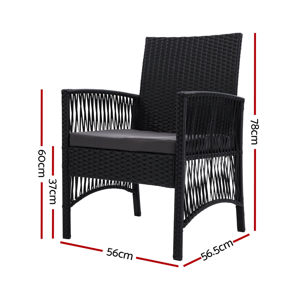 Gardeon 2PC Outdoor Dining Chairs Patio Furniture Wicker Lounge Chair Garden-Outdoor Chairs-PEROZ Accessories