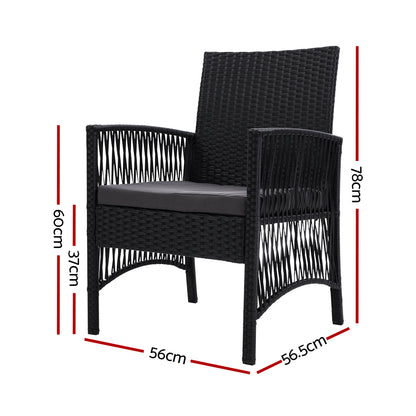 Gardeon 2PC Outdoor Dining Chairs Patio Furniture Wicker Lounge Chair Garden-Outdoor Chairs-PEROZ Accessories