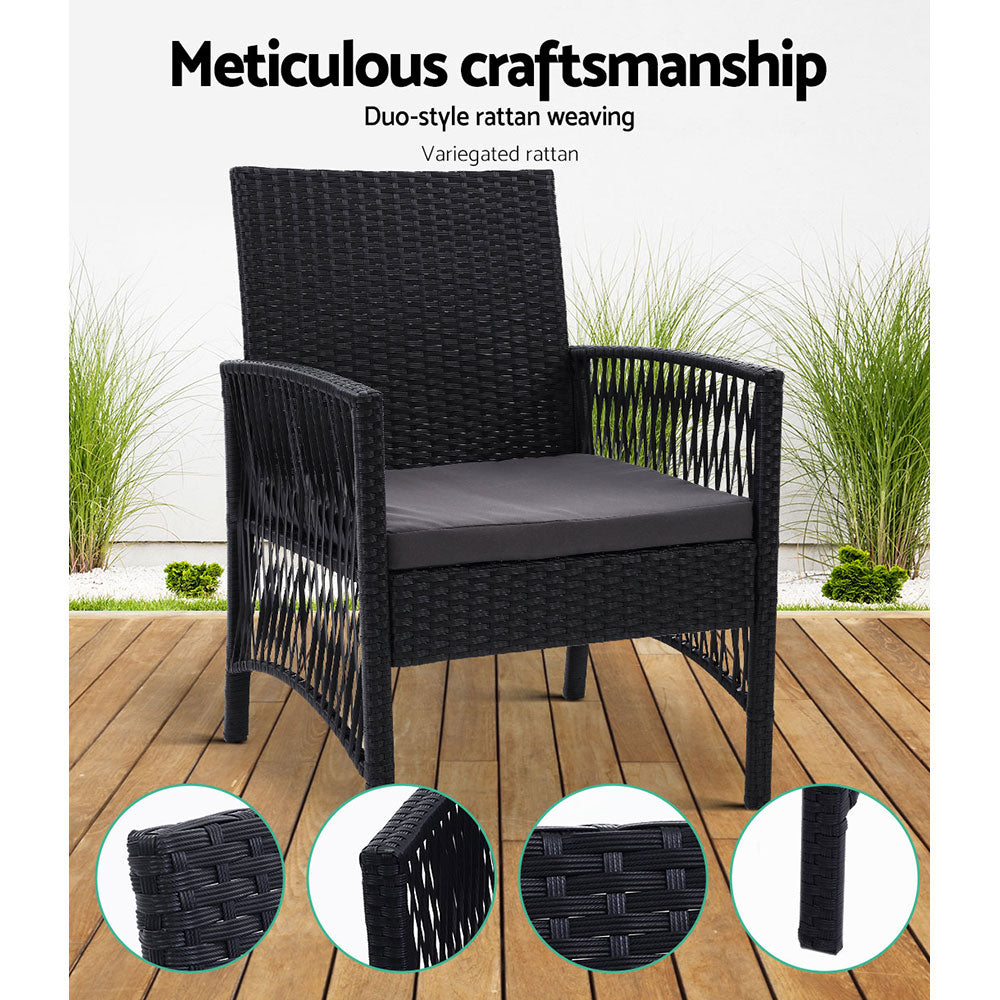 Gardeon 2PC Outdoor Dining Chairs Patio Furniture Wicker Lounge Chair Garden-Outdoor Chairs-PEROZ Accessories