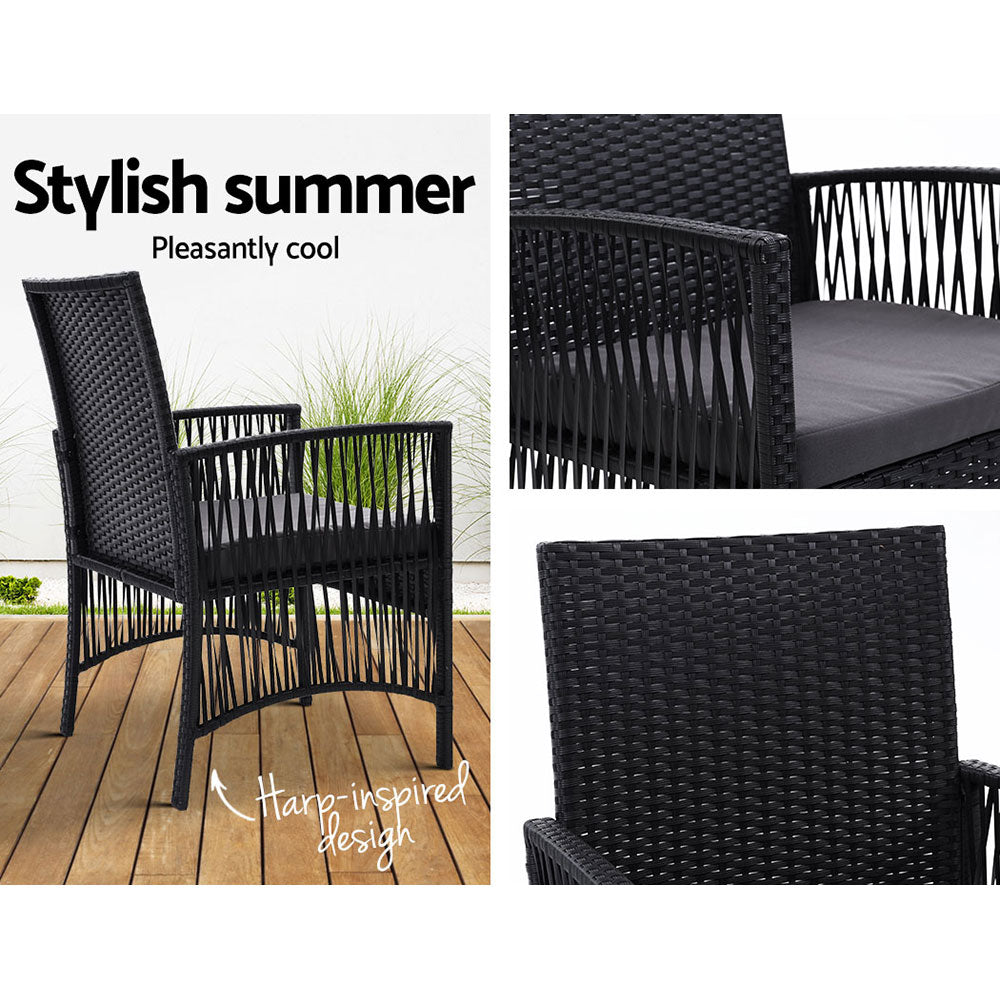 Gardeon 2PC Outdoor Dining Chairs Patio Furniture Wicker Lounge Chair Garden-Outdoor Chairs-PEROZ Accessories