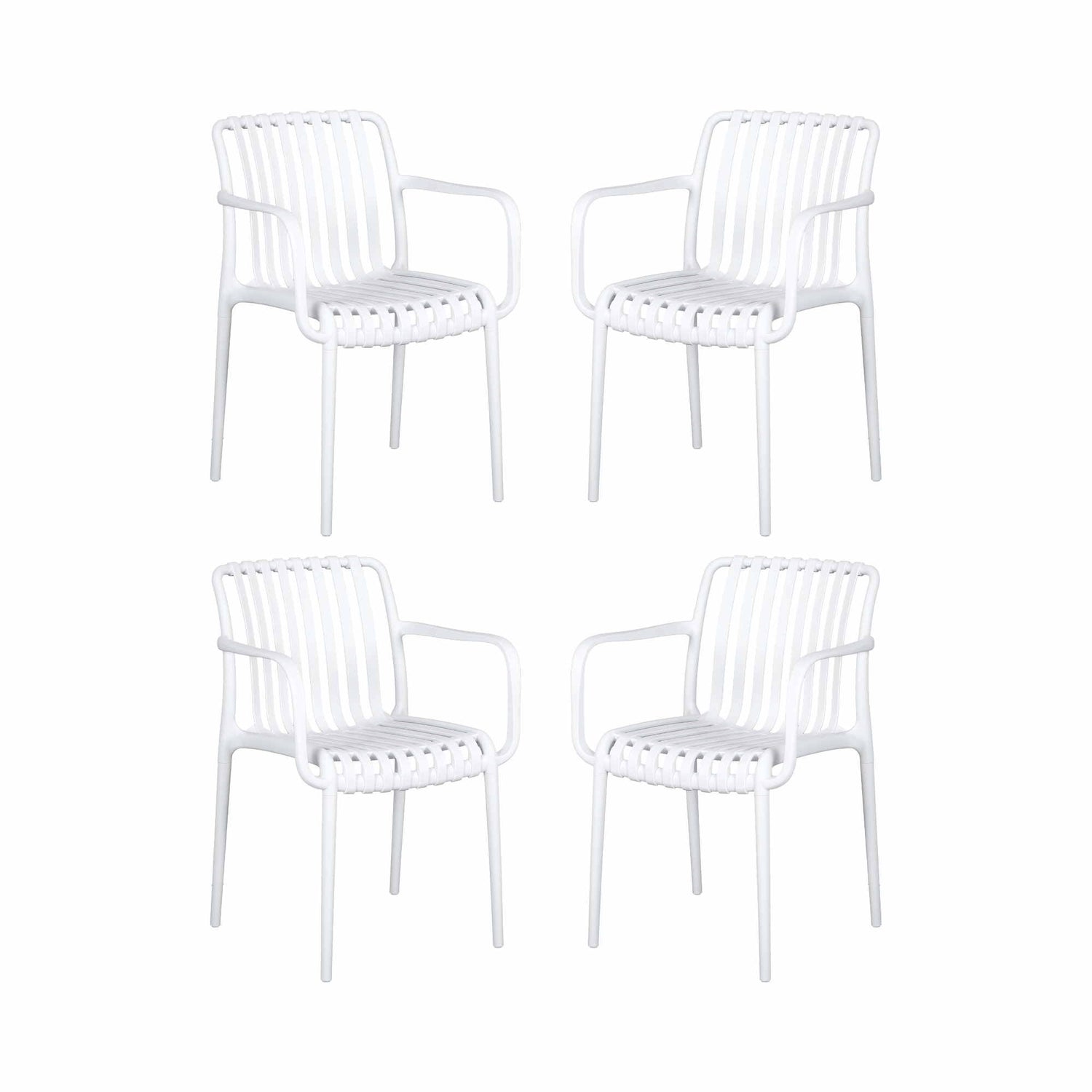 Gardeon 4PC Outdoor Dining Chairs Patio Furniture PP Stackable Chair Garden White