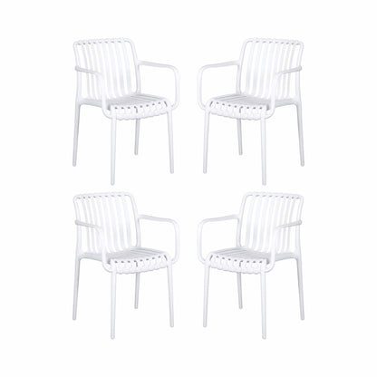Gardeon 4PC Outdoor Dining Chairs Patio Furniture PP Stackable Chair Garden White