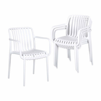 Gardeon 4PC Outdoor Dining Chairs Patio Furniture PP Stackable Chair Garden White