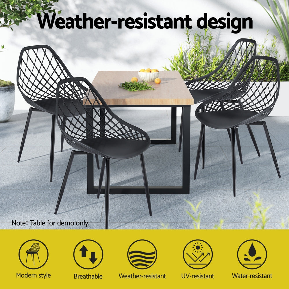 Gardeon 4PC Outdoor Dining Chairs PP Lounge Chair Patio Garden Furniture Black-Furniture &gt; Outdoor &gt; Outdoor Chairs-PEROZ Accessories