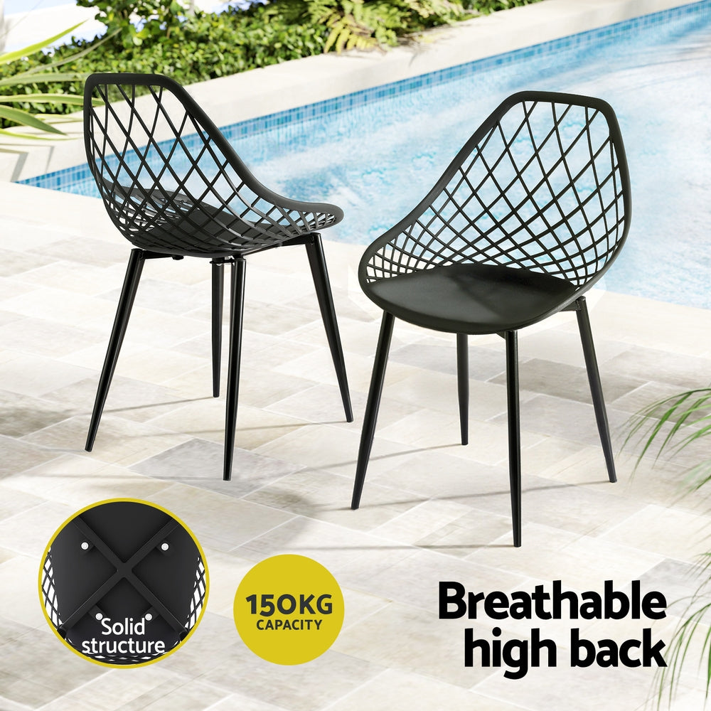 Gardeon 4PC Outdoor Dining Chairs PP Lounge Chair Patio Garden Furniture Black-Furniture &gt; Outdoor &gt; Outdoor Chairs-PEROZ Accessories