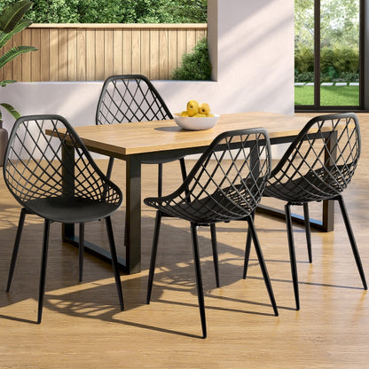 Gardeon 4PC Outdoor Dining Chairs PP Lounge Chair Patio Garden Furniture Black-Furniture &gt; Outdoor &gt; Outdoor Chairs-PEROZ Accessories