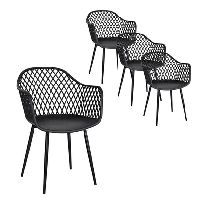 Gardeon 4PC Outdoor Dining Chairs PP Lounge Chair Patio Furniture Garden Black-Furniture > Outdoor-PEROZ Accessories