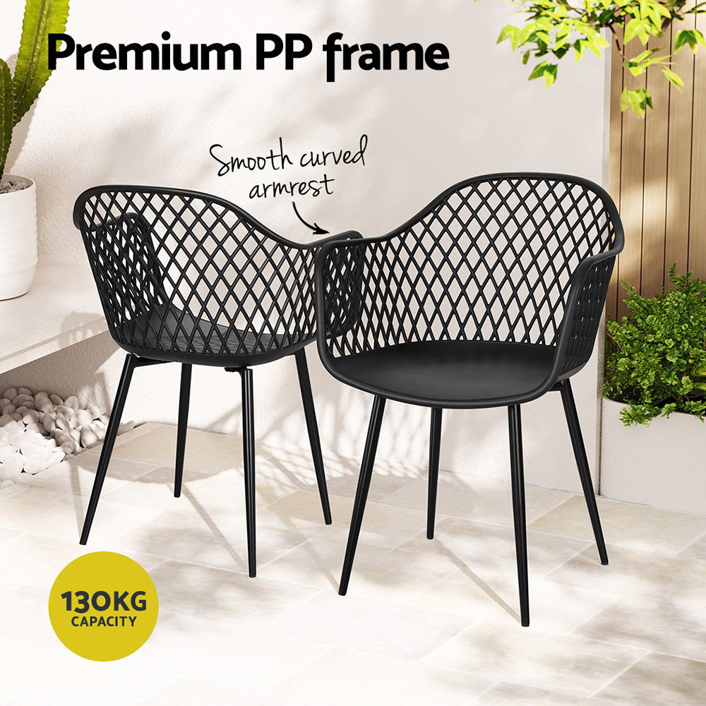 Gardeon 4PC Outdoor Dining Chairs PP Lounge Chair Patio Furniture Garden Black-Furniture > Outdoor-PEROZ Accessories