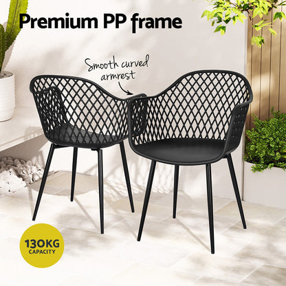 Gardeon 4PC Outdoor Dining Chairs PP Lounge Chair Patio Furniture Garden Black-Furniture > Outdoor-PEROZ Accessories