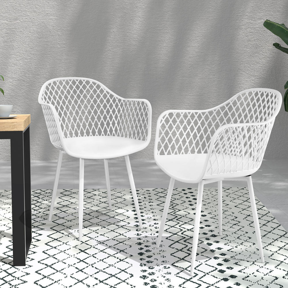 Gardeon 4PC Outdoor Dining Chairs PP Lounge Chair Patio Furniture Garden White-Furniture &gt; Outdoor &gt; Outdoor Chairs-PEROZ Accessories
