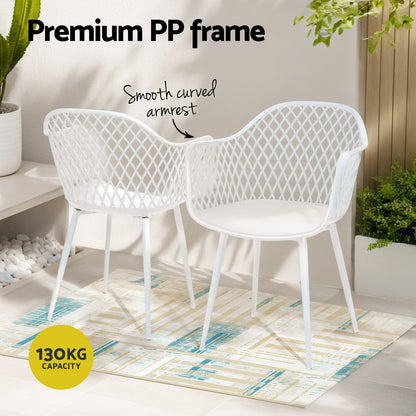 Gardeon 4PC Outdoor Dining Chairs PP Lounge Chair Patio Furniture Garden White-Furniture &gt; Outdoor &gt; Outdoor Chairs-PEROZ Accessories