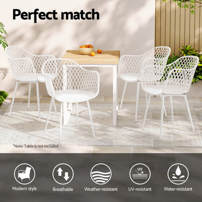 Gardeon 4PC Outdoor Dining Chairs PP Lounge Chair Patio Furniture Garden White-Furniture > Outdoor > Outdoor Chairs-PEROZ Accessories