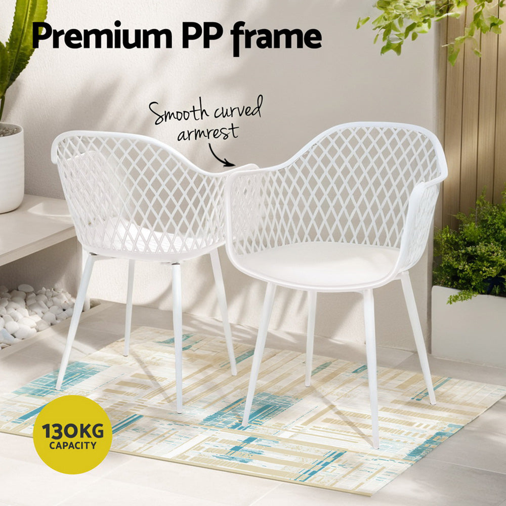 Gardeon 4PC Outdoor Dining Chairs PP Lounge Chair Patio Furniture Garden White-Furniture > Outdoor > Outdoor Chairs-PEROZ Accessories